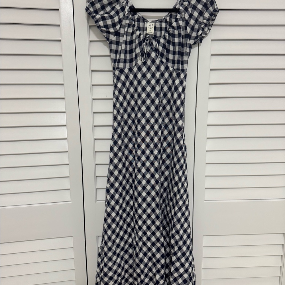 Gap × DÔEN 100% Linen Gingham Midi Dress - Picture 2 of 4